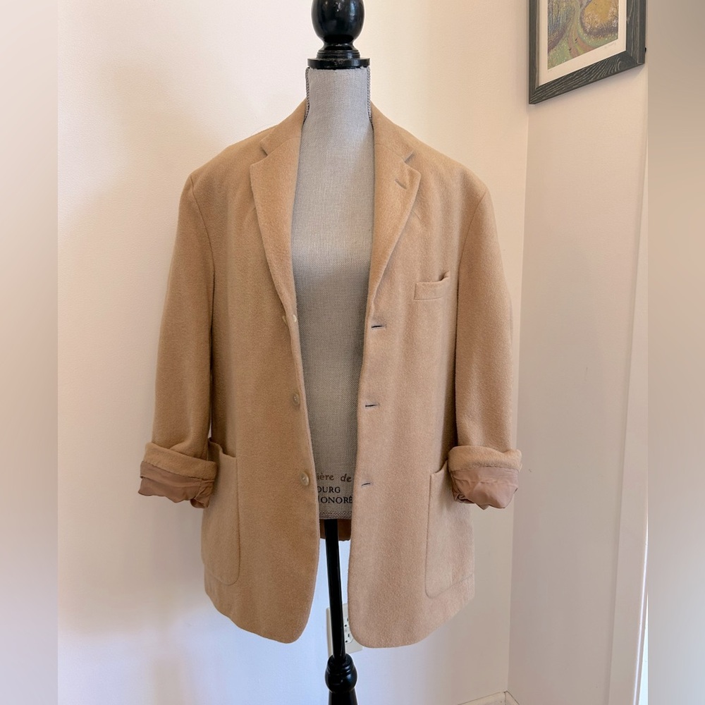 Vintage wool camel menswear blazer - custom tailored - unisex